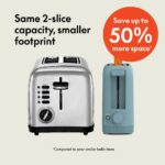 bella 2 Slice Slim Toaster, Fits-anywhere™ Kitchenware, 6 Setting Shade Control with Reheat & Cancel Buttons, Fits Sourdough, 10” Long Slot, Anti Jam & Auto Shutoff, 900 Watt, Surf - Image 3