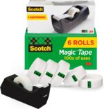 Scotch Magic Tape Desktop Dispenser, 6 Rolls of 3/4" x 1000" Each Plus 1 Desktop Tape Dispenser, Great for Repair, Wrapping and Office Applications