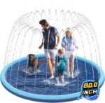Non-Slip Splash Pad for Kids and Dog, 80" Extra Large Baby Play Mat, Dog Pool Toys, Thicken Sprinkler Pool Summer Outdoor Water Toys for Ages 3-12 Boys Girls, Parent-Kids &Games Fun Backyard (Blue)