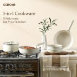 CAROTE 19pcs Pots and Pans Set, Nonstick Cookware Set Detachable Handle, Induction Kitchen Cookware Sets Non Stick with Removable Handle, RV Cookware Set, Oven Safe - Image 10