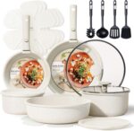 CAROTE 19pcs Pots and Pans Set, Nonstick Cookware Set Detachable Handle, Induction Kitchen Cookware Sets Non Stick with Removable Handle, RV Cookware Set, Oven Safe