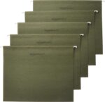 Amazon Basics Hanging Organizer File Folders for Efficient Filing, Sturdy, Adjustable Tabs, Letter Size, Pack of 25, Green