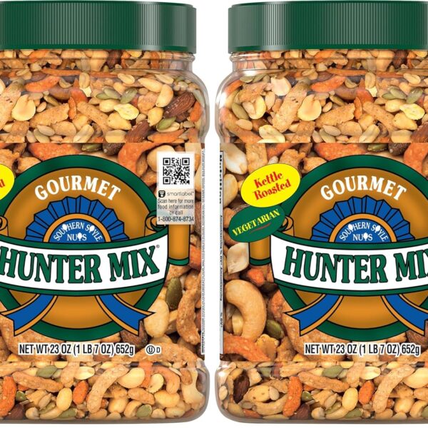 Southern Style Nuts Gourmet Hunter Mix, 23 Ounces, Sesame Sticks, Peanuts, Sunflower Kernels, Almonds, Cashews, and Pepitas (Pack of 2)
